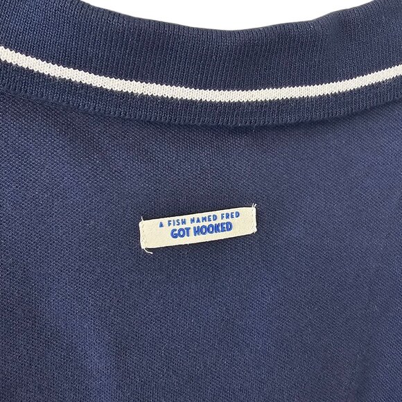 A Fish Named Fred Mens Short Sleeve Polo, Embroidered Bikes, Blue/Pink, Size M - Picture 5 of 9